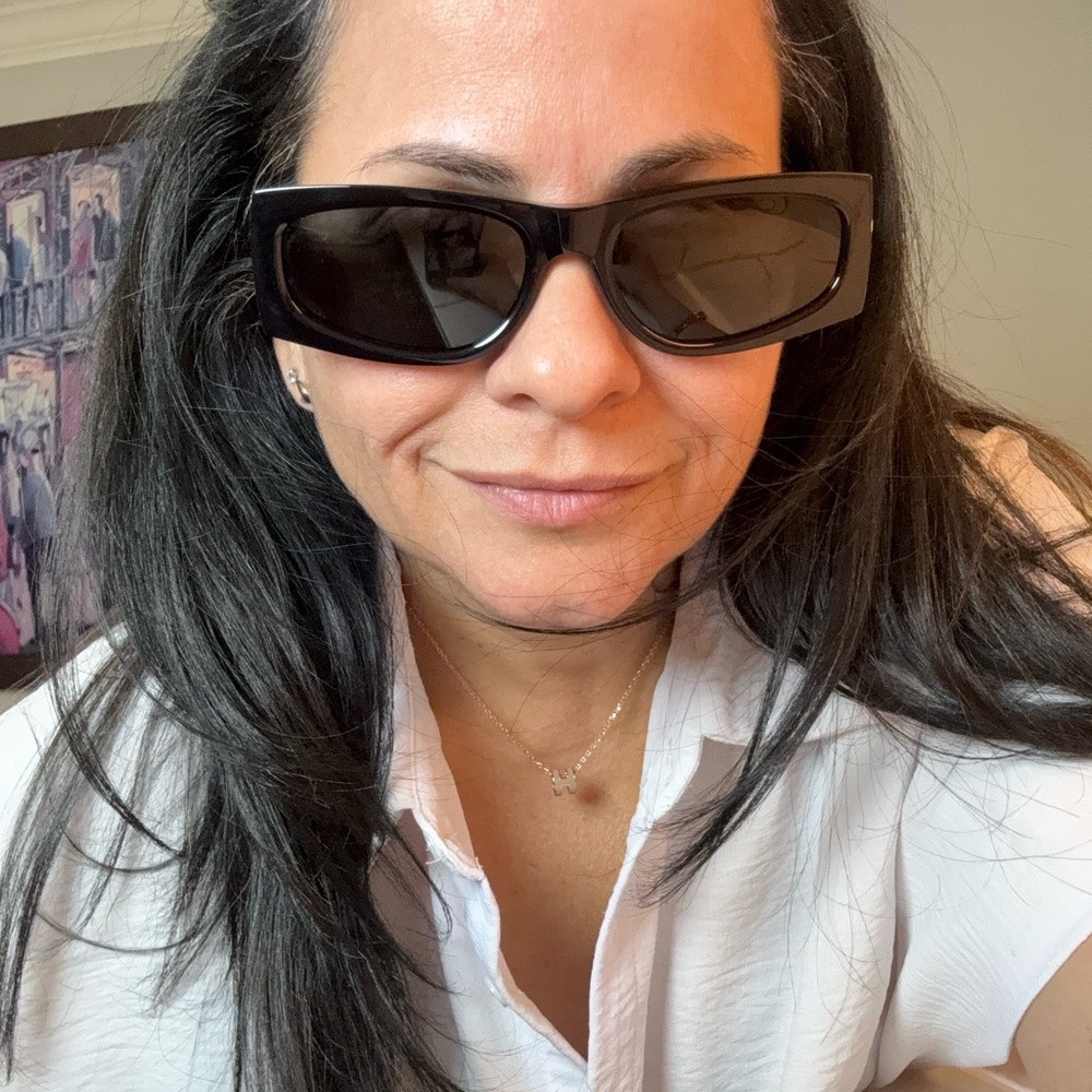 Saint Laurent Rectangular Acetate Sunglasses with gold hardware - Picture 12 of 14